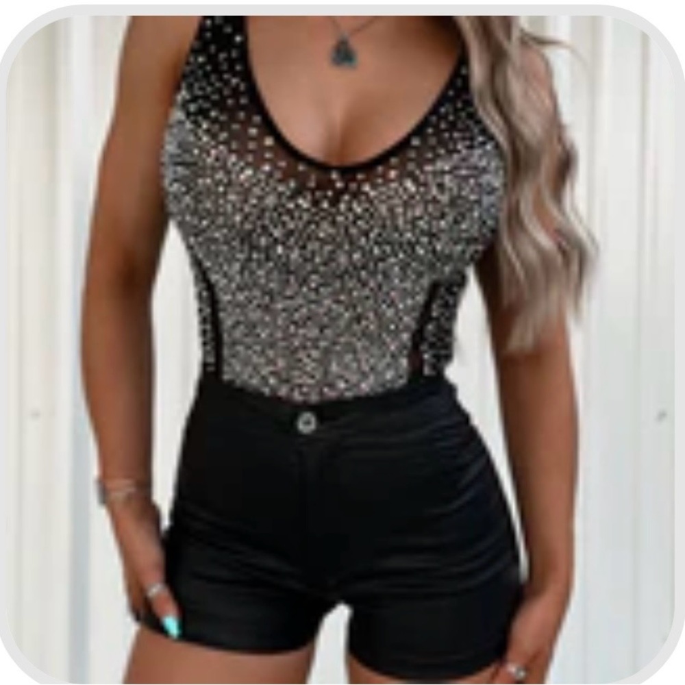 Black glitter bodysuit